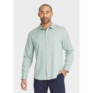 Goodfellow & Co. Vintage Long Sleeve Large Poplin Shirt, Men, L, Green